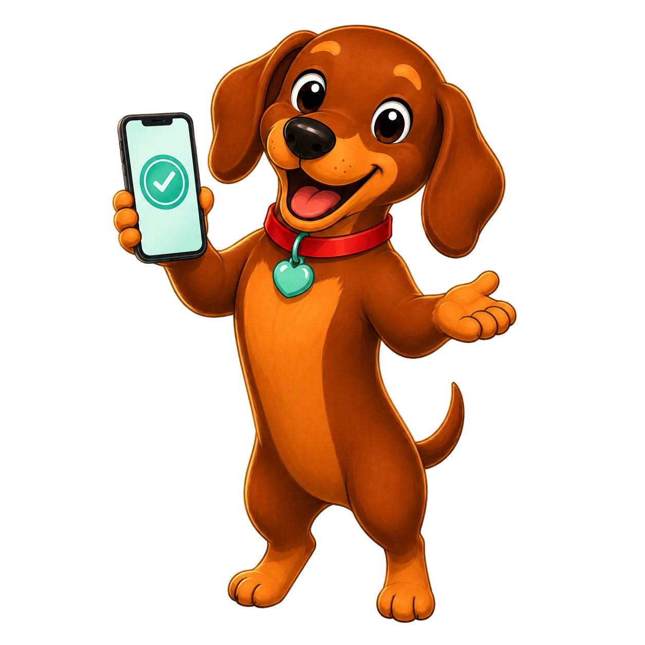 Charlie, the NatBuddy dachshund guide, celebrating